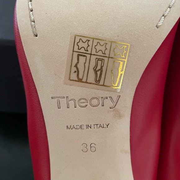 Theory Demeura Nappa Red Italian Lamb Leather Pointed Toe High Heel Pumps - Picture 13 of 16